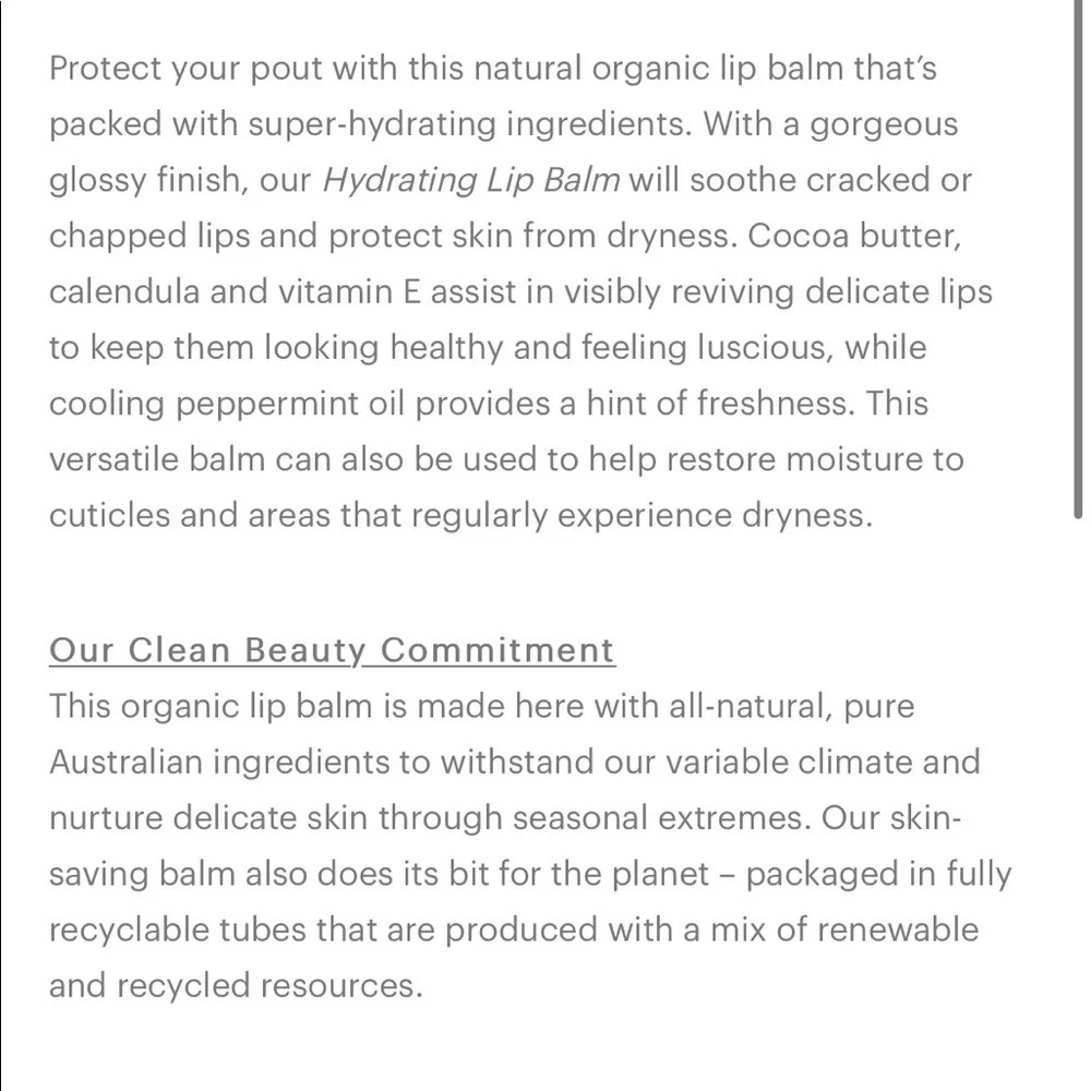 ✨ Endota Spa Organics Hydrating Lip Balm